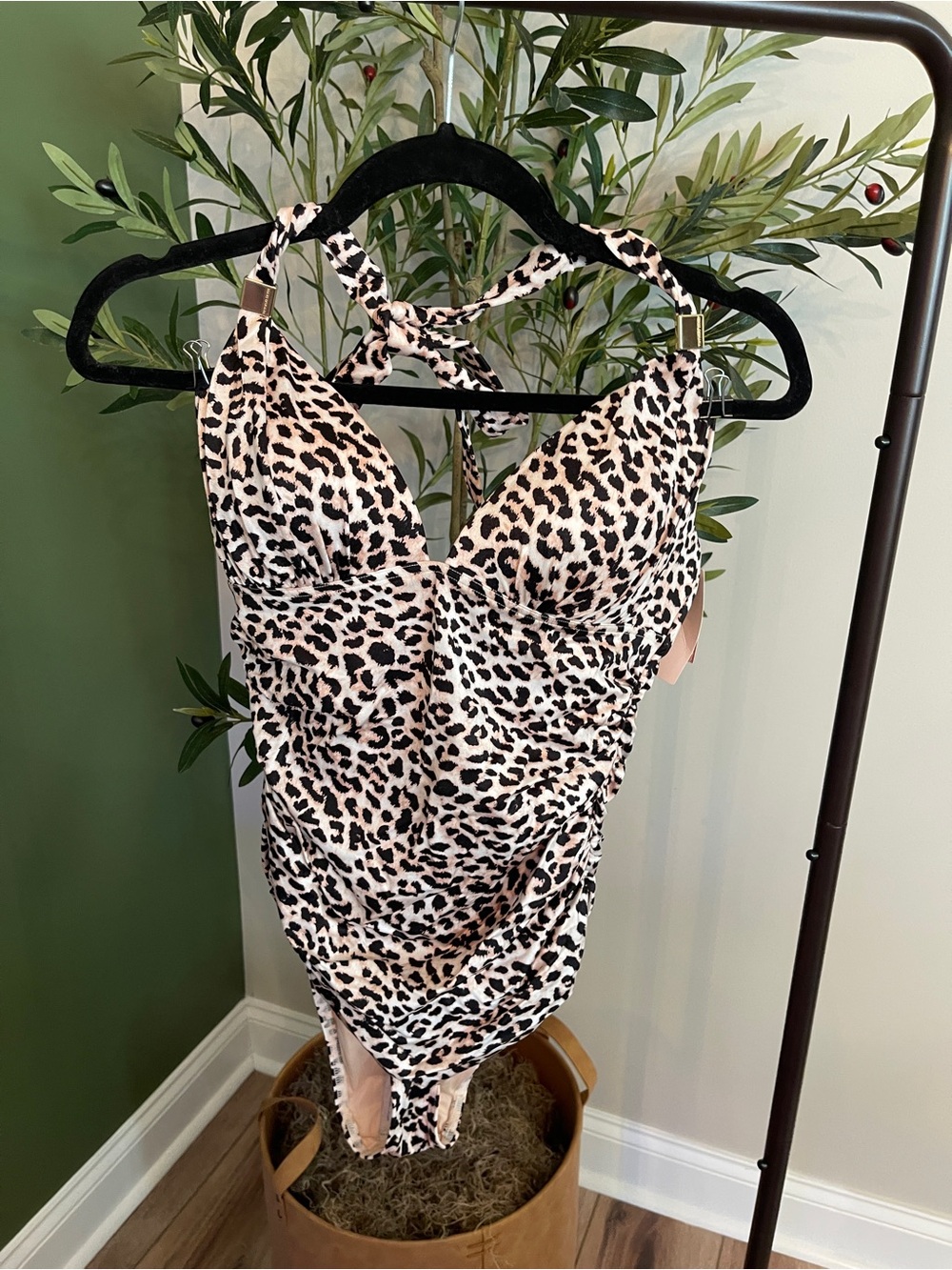Victoria's Secret Leopard Print One-Piece Swimsuit - Cream and Black